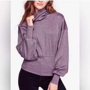 Free People Glam Turtleneck Top Lavander Haze size Medium